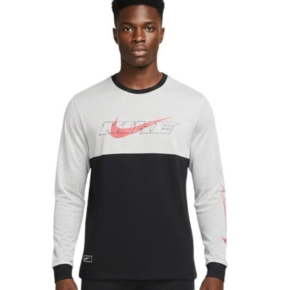 Nike Dri-FIT Long Sleeve Shirt Mens 2XLT Black White Pink Mesh CZ2257-010 JDI‎